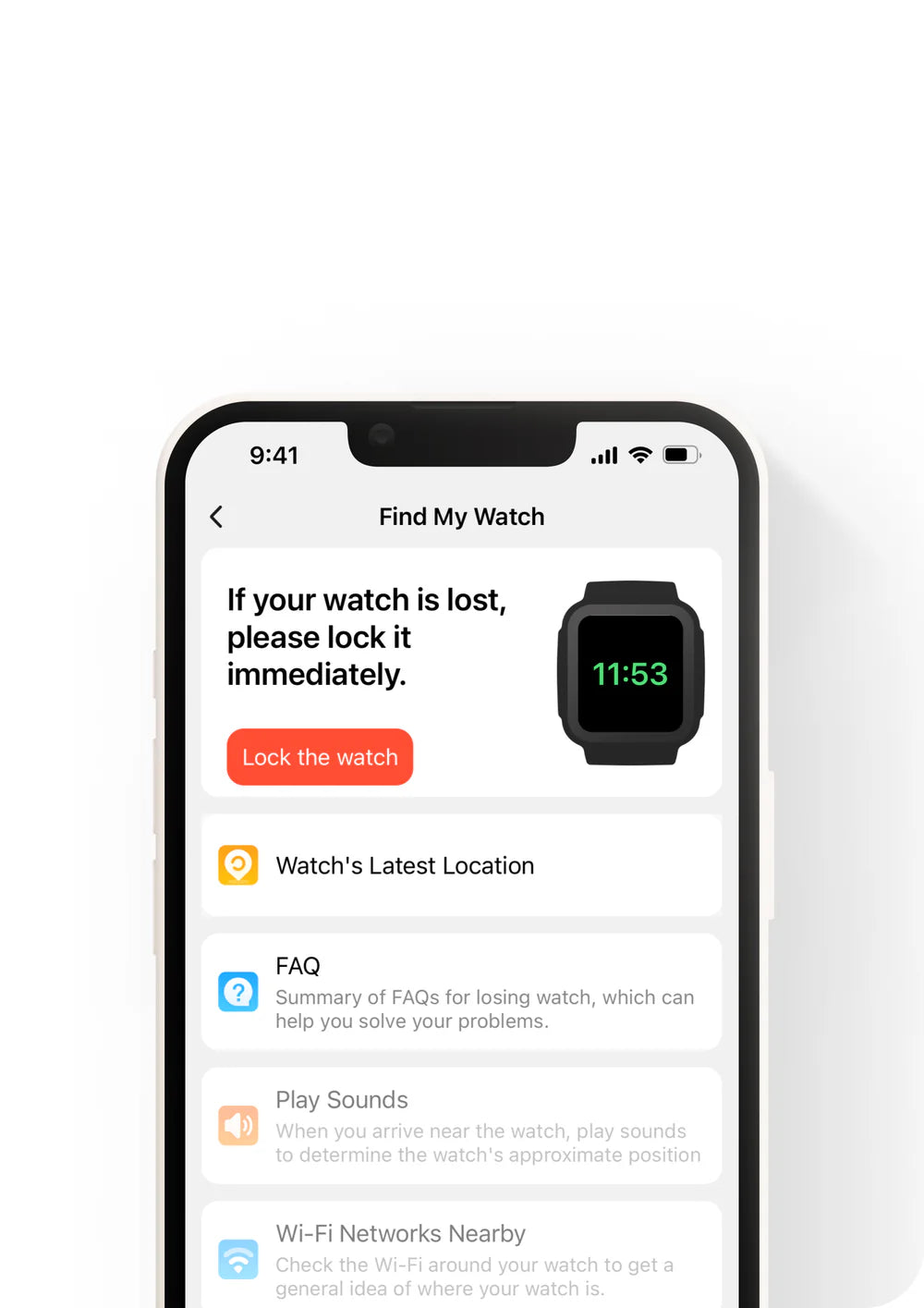 Find My Watch Function on the impp APP