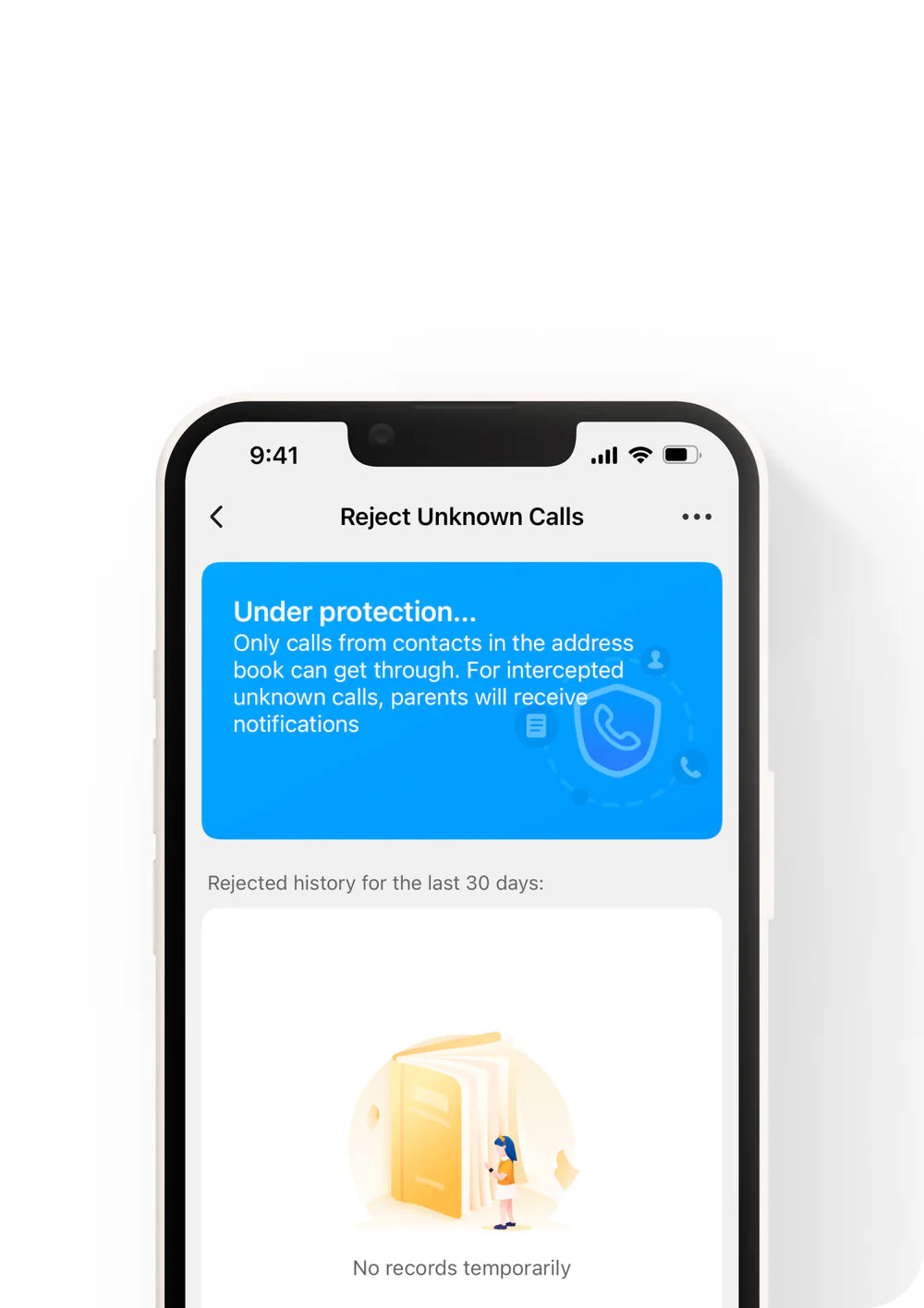 imoo app helps imoo watchphone reject all unknown calls but tells the parent on the app which numbers called